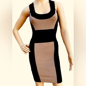 BCBG Maxarzria tan and black form fitting dress (XS)